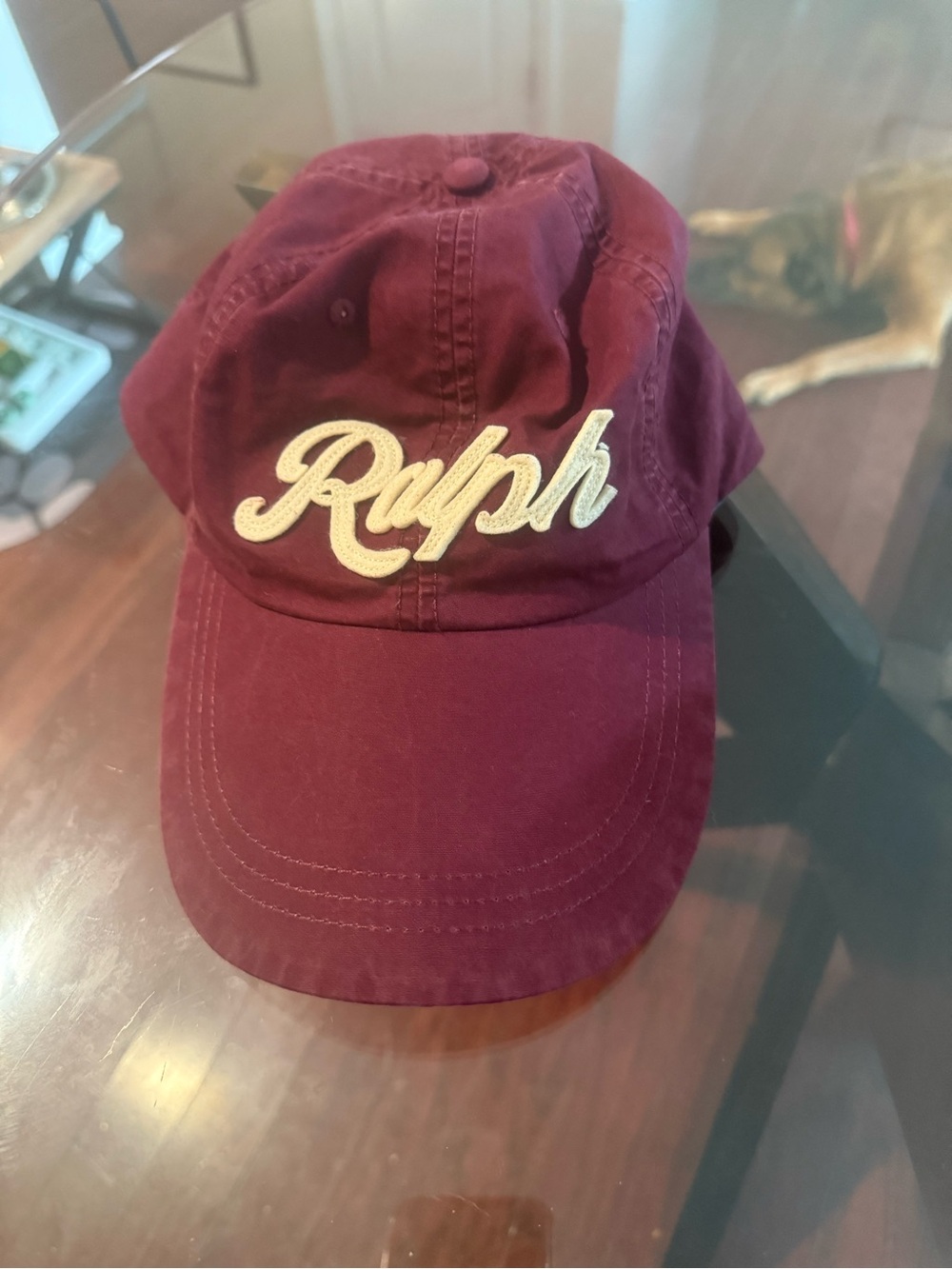 Ralph Lauren Burgundy Script Logo Baseball Cap